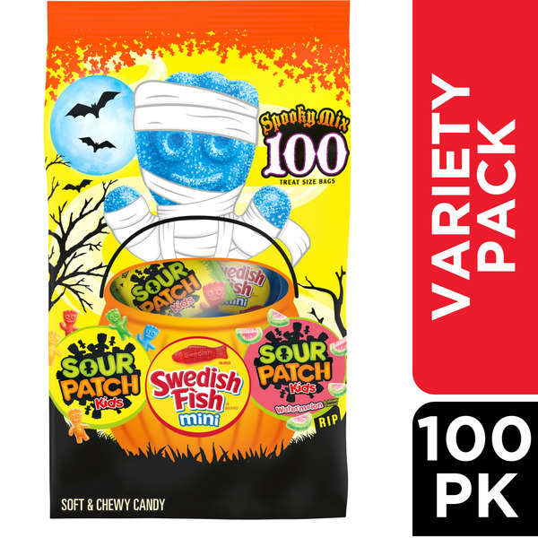 Sour Patch/Swedish Fish Red Halloween Candy Variety Pack, Trick Or Treat Bags hero