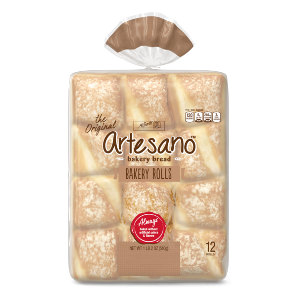 Buns & Rolls Alfaro's Artesano, 12 count, White Bakery Rolls hero