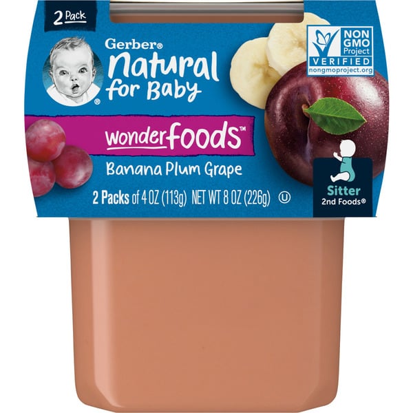 Baby Food & Formula Gerber Baby Food Banana Plum Grape Tubs hero