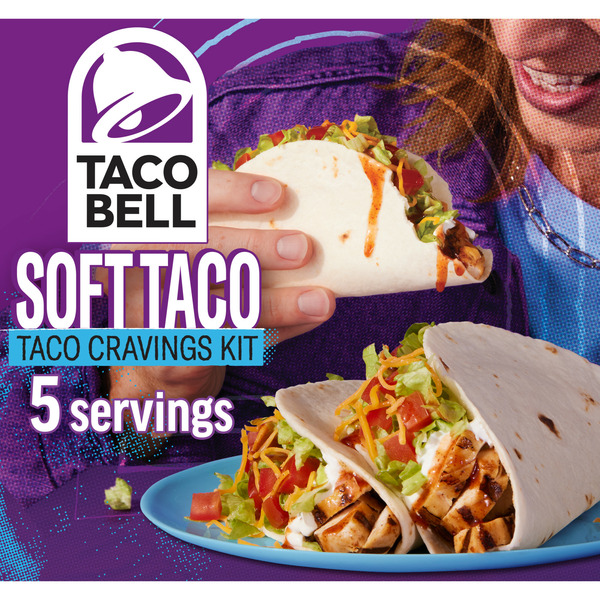 Latin Foods Taco Bell Soft Taco Dinner Kit with Ten Soft Tortillas, Mild Sauce & Seasoning hero