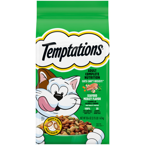 Cat Food & Care TEMPTATIONS Complete Nutrition Seafood Medley Flavor Adult Dry Cat Food hero