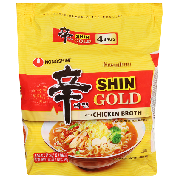 Nongshim Ramyun Noodles, Shin Gold with Chicken Broth, Premium hero