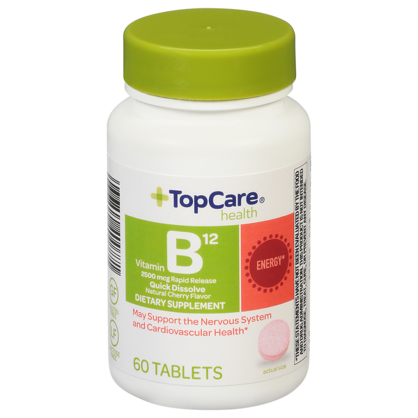 Vitamins & Supplements TopCare Vitamin B12, 2500 mcg, Natural Cherry Flavor, Tablets hero