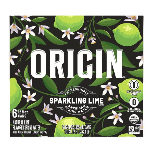 Water, Seltzer & Sparkling Water Origin Sparkling 100% Natural Spring Water, Lime hero