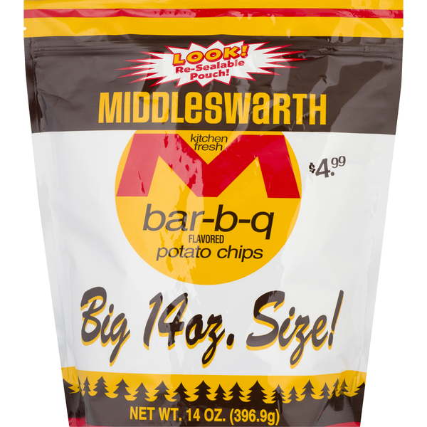 Chips & Pretzels Middleswarth Potato Chips, BBQ Flavored, Big Size hero