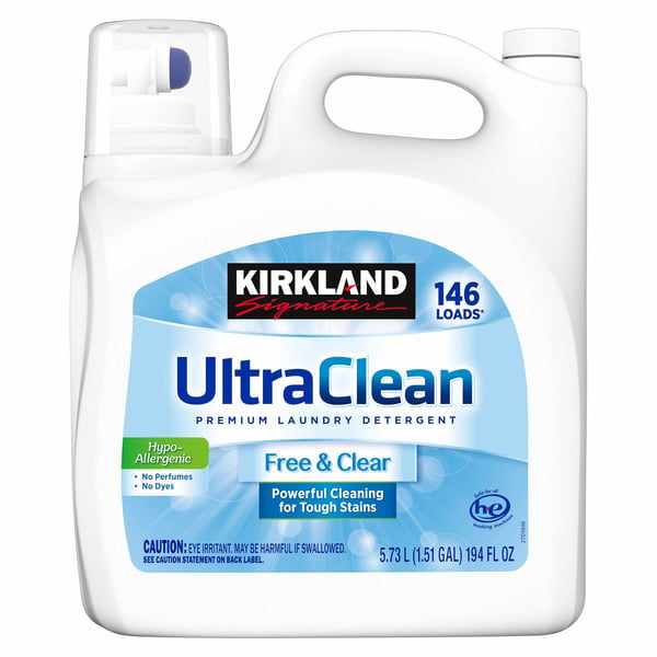 Laundry Kirkland Signature Ultra Clean Free & Clear HE Liquid Detergent 146 Loads, 194 fl oz hero