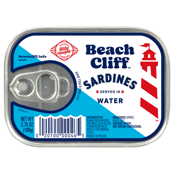 Canned Meat, Seafood & Beans Beach Cliff Sardines in Water hero