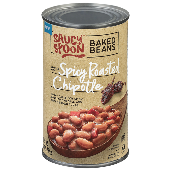 Canned Meals & Beans Saucy Spoon Baked Beans, Spicy Roasted Chipotle hero