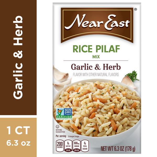 Boxed Meals & Side Dishes Near East Rice Pilaf Mix, Garlic & Herb hero