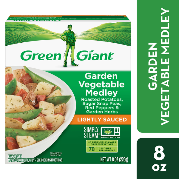 Frozen Vegetables Green Giant Simply Steam Garden Vegetable Medley, Lightly Sauced Frozen Vegetable Mix hero