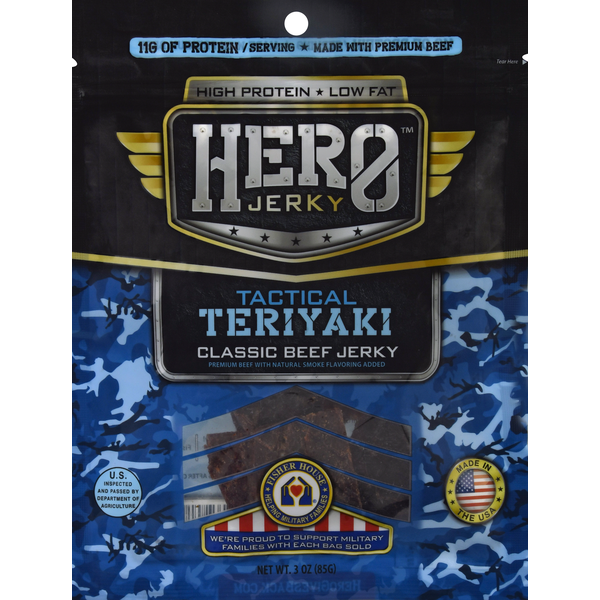 Popcorn & Jerky Hero Jerky Beef Jerky, Classic, Tactical Teriyaki hero