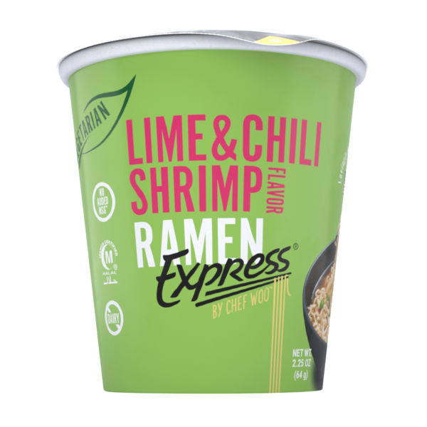 RAMEN EXPRESS by Chef Woo  Lime Chilli Shrimp Ramen Noodle Cup by Chef Woo, No MSG, Halal hero