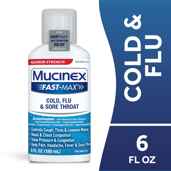 Cold, Flu & Allergy Mucinex Fast-Max Maximum Strength Cold, Flu, & Sore Throat Liquid hero