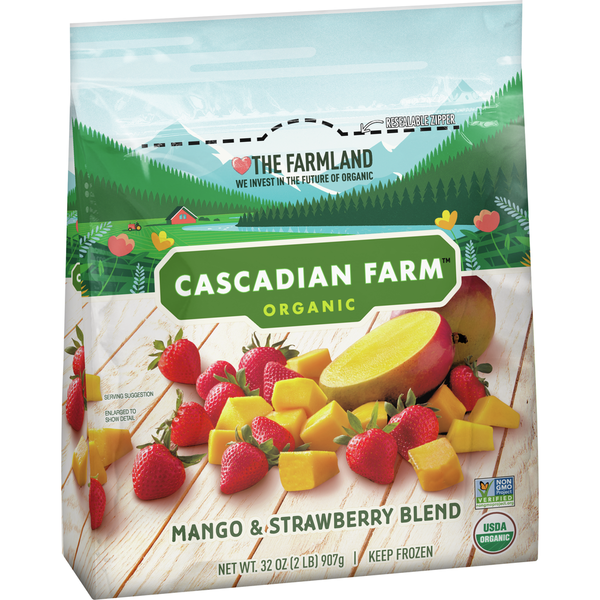 Frozen Produce Cascadian Farm Organic Mango Strawberry Blend, Frozen Fruit, Non-GMO hero