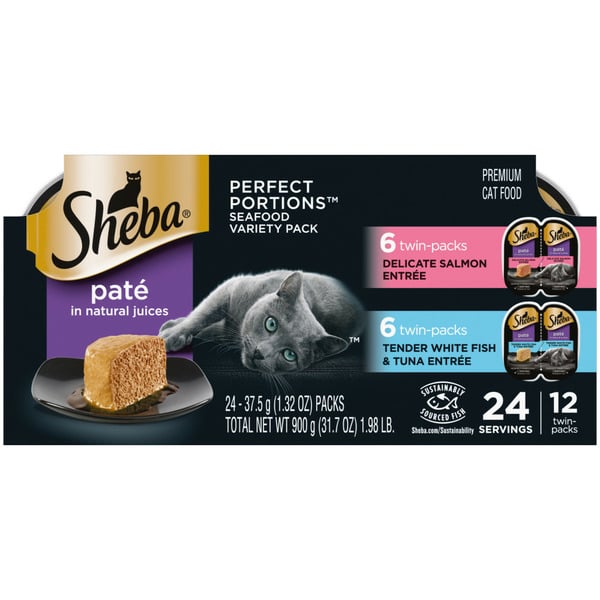 SHEBA PERFECT PORTIONS Wet Cat Food Pate Variety Pack Salmon & Whitefish & Tuna hero