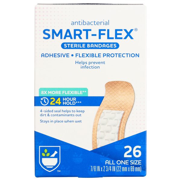 First Aid Rite Aid Antibacterial Smart-Flex Sterile Bandages, One Size, hero