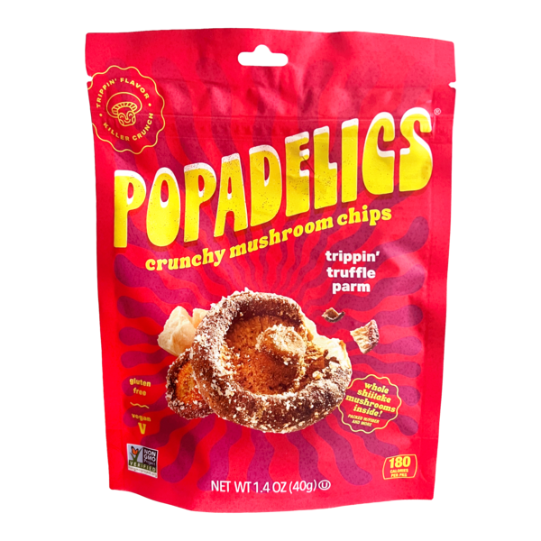 Fruit & Vegetable Snacks Popadelics Crunchy Mushroom Chips, Trippin' Truffle Parm hero