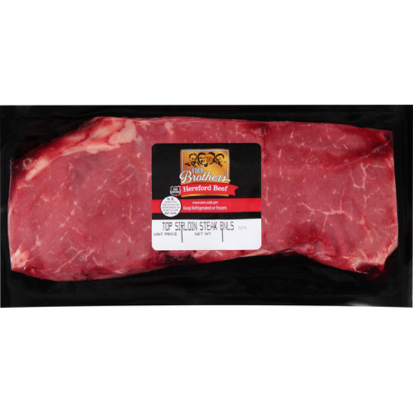 Meat Counter Four Brothers USDA Certified Four Brothers Hereford Beef Boneless Top Sirloin Steak - Flavor Seal hero