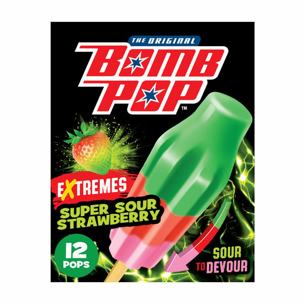 Bomb Pop Extremes Super Sour Strawberry Ice Pops hero