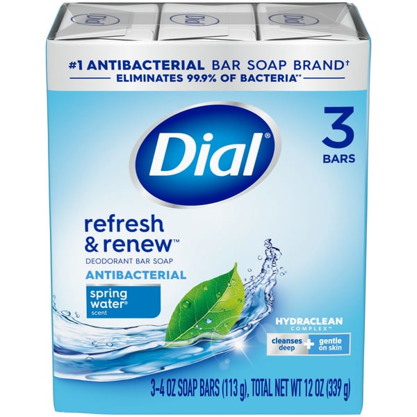 Bath & Body Dial Antibacterial Deodorant Bar Soap, Spring Water hero