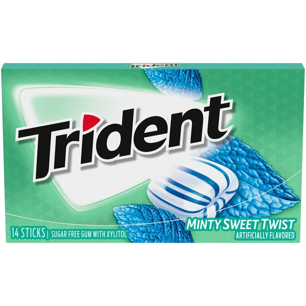 Mint & Gum Trident Minty Sweet Twist Sugar Free Gum, 14 Piece Pack hero