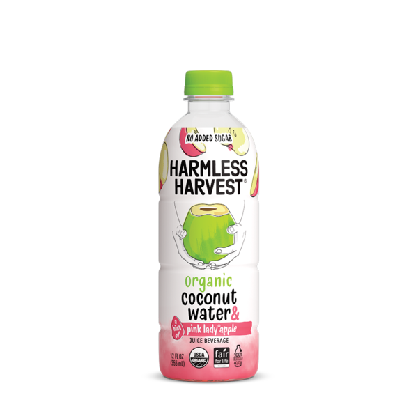 Harmless Harvest Hint of Pink Lady Apple Organic Coconut Water hero