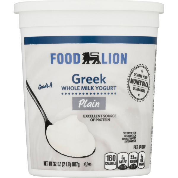 Yogurt Food Lion Plain Whole Greek Yogurt hero