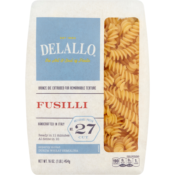 Dry Pasta DeLallo Fusilli, No. 27 Cut hero