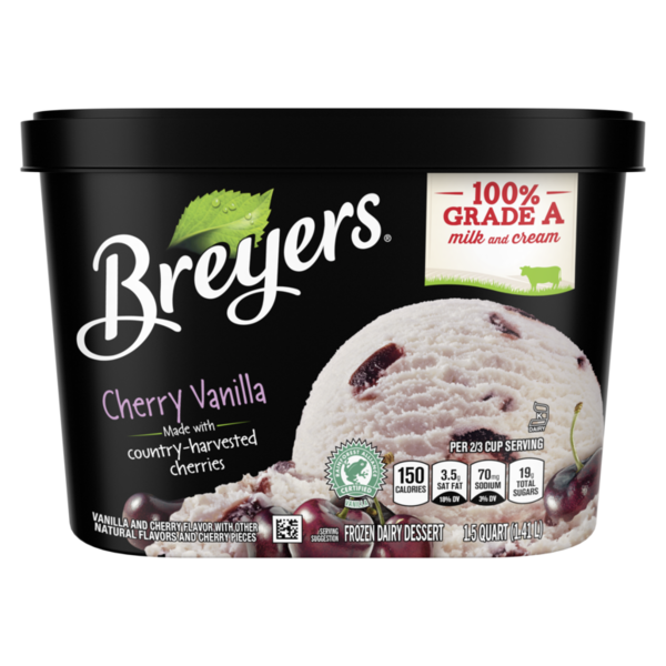 Ice Cream & Ice Breyers Frozen Dairy Dessert Cherry Vanilla hero