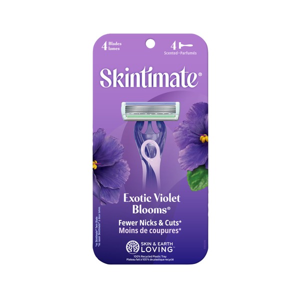 Shave Needs Skintimate Skin Therapy Razors, Scented, Exotic Violet Blooms, 4 Blades, Twin Blade hero