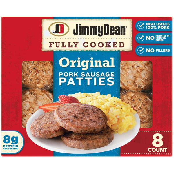 Hot Dogs, Bacon & Sausage Jimmy Dean Fully Cooked Original Pork Sausage Patties hero