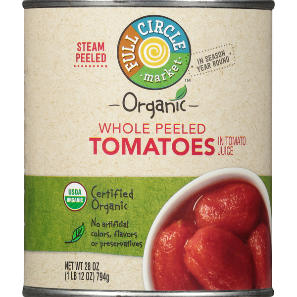 Canned & Jarred Vegetables Full Circle Tomatoes in Tomato Juice, Whole Peeled hero