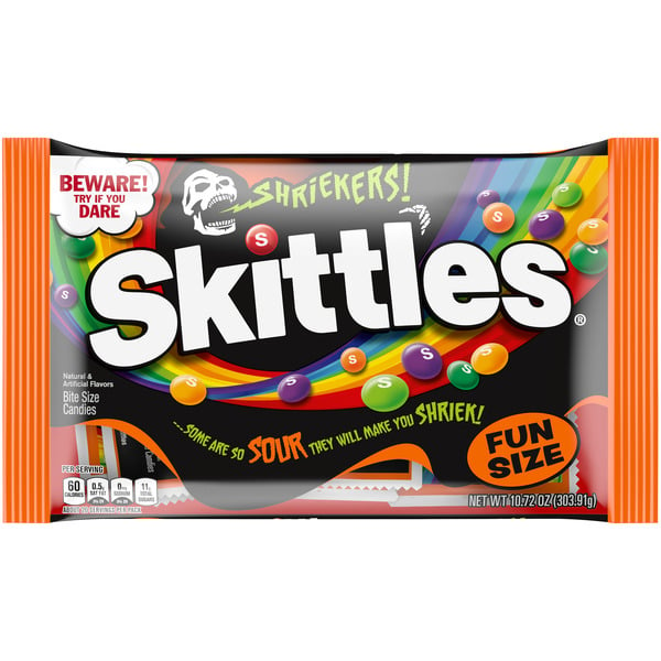 Candy & Chocolate Skittles Shriekers Sour Chewy Halloween Candy Fun Size hero