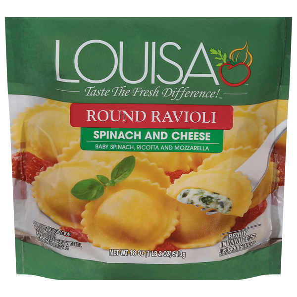 Frozen Meals Louisa Ravioli, Round, Spinach and Cheese hero