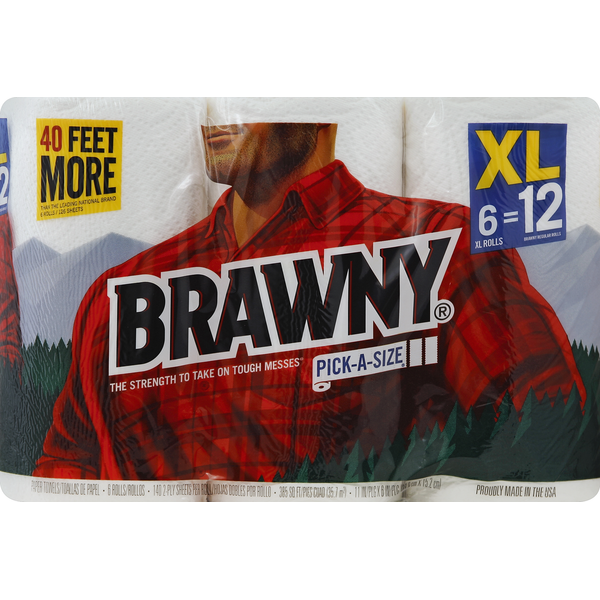 Paper Goods Brawny Paper Towels, Pick-A-Size, XL Rolls, 2-Ply hero