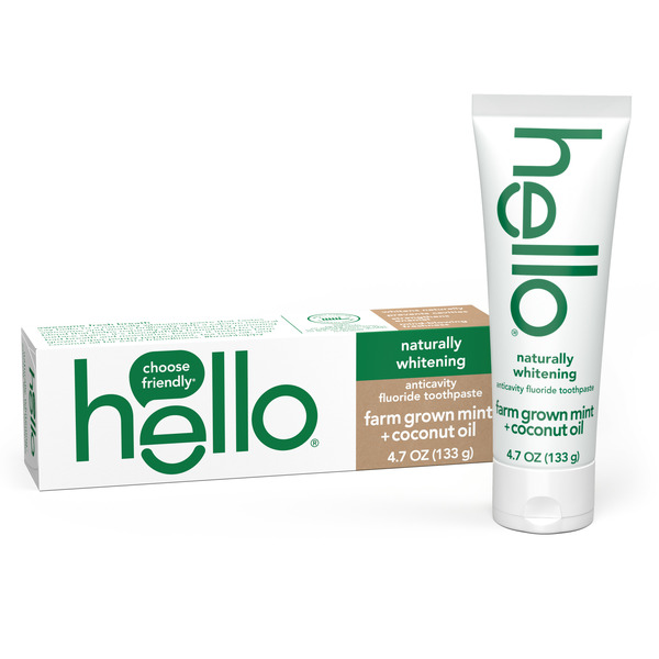 Oral Hygiene hello Naturally Whitening Toothpaste with Fluoride, Farm Grown Mint hero