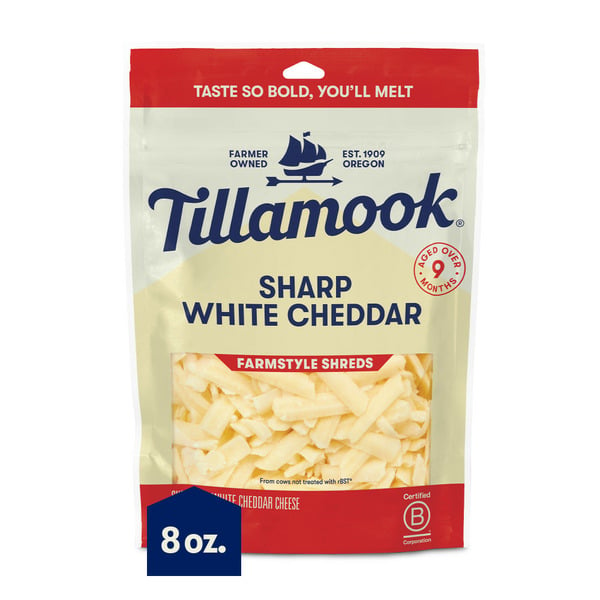 Packaged Cheese Tillamook Farmstyle Sharp White Cheddar Shredded Cheese hero