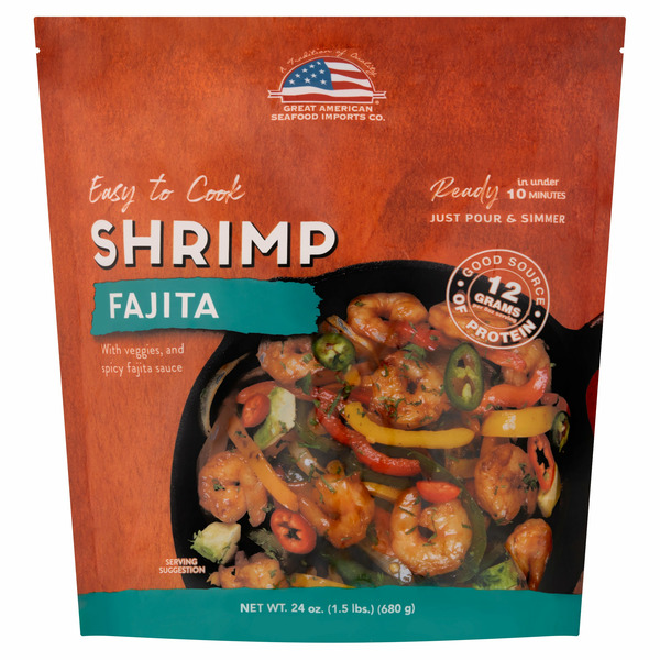 Prepared Meals Great American Seafood Imports Co. Fajita Shrimp Frozen Meal hero