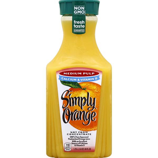 Refrigerated Simply Orange Medium Pulp Calcium And Vitamin D Juice Bottle hero