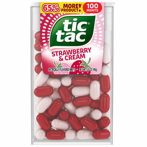 Candy, Chocolate & Gum Tic Tac Fresh Breath Mints, Strawberry & Vream, Bulk Hard Candy Mints hero