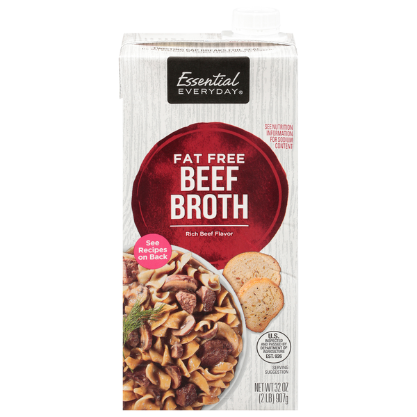 Soup, Broth & Bouillon Essential Everyday Broth, Fat Free, Beef hero