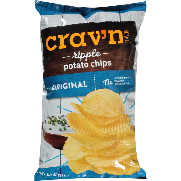 Chips & Pretzels Crav'n Flavor Potato Chips, Original, Ripple hero