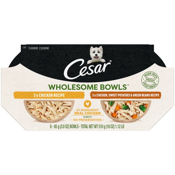 Cesar Wholesome Bowls Soft Wet Dog Food Toppers Variety Pack hero