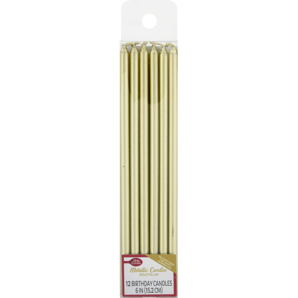 Baking Supplies & Decor Betty Crocker Birthday Candles, Metallic, Gold Pillar, 6 Inches hero