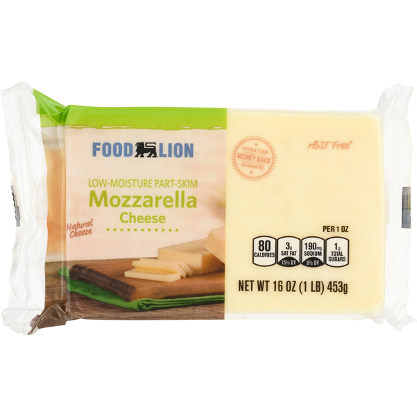 Packaged Cheese Food Lion Natural Mozzarella Cheese Part Skim Milk hero