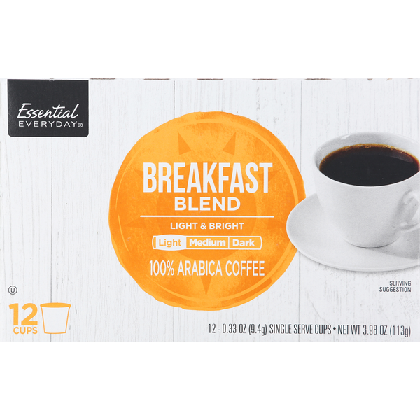 Coffee Essential Everyday Coffee, 100% Arabica, Light Roast, Breakfast Blend, Single Serve Cups hero