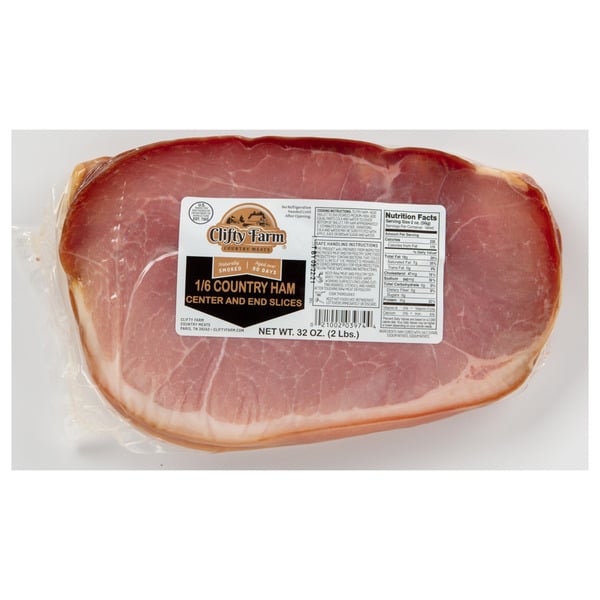 Packaged Meat Clifty Farm Country Meats 1/6 Country Ham - Center & End Slices hero