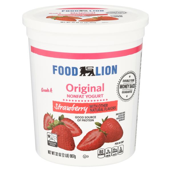 Yogurt Food Lion Yogurt, Nonfat, Original, Strawberry hero