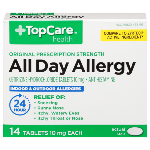 Cold, Flu & Allergy TopCare All Day Allergy, Original Prescription Strength, 10 mg, Tablets hero