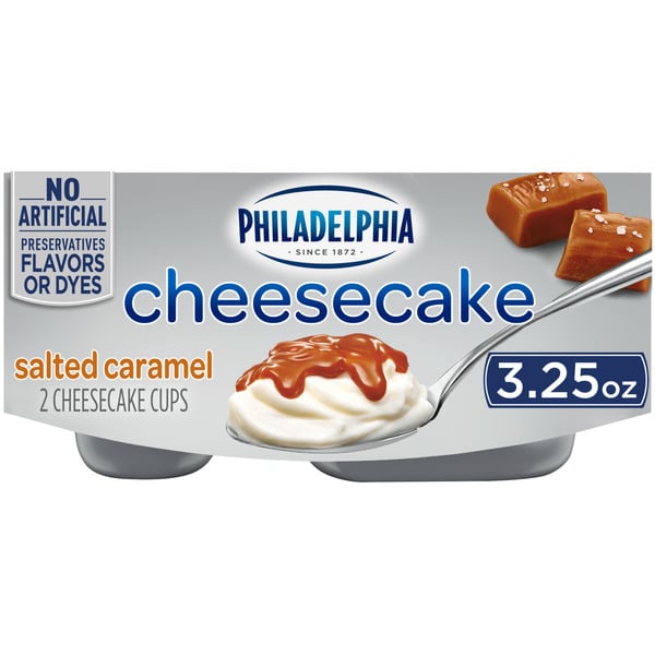 Refrigerated Pudding & Desserts Philadelphia Salted Caramel Cheesecake Snacks hero